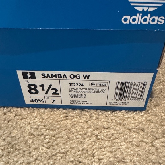 Adidas Samba White and Green Women’s Sneakers - Picture 4 of 4